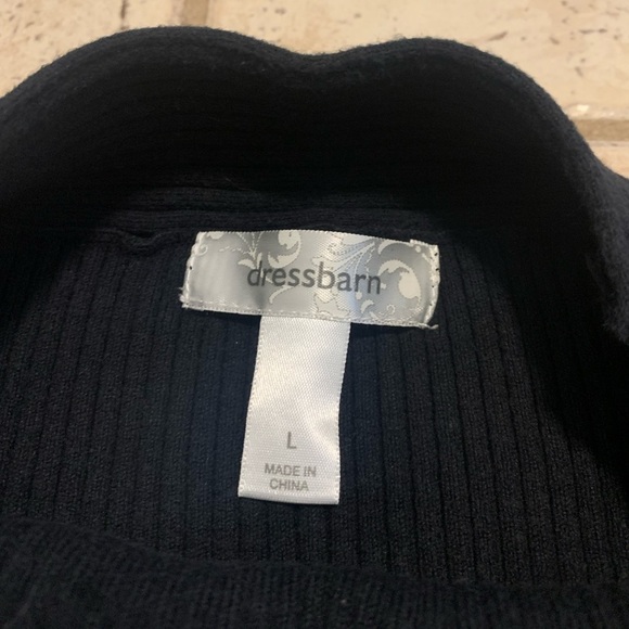 Dressbarn Black Ribbed 3/4 Sleeve Mock Neck Top - Size Large - Picture 5 of 6